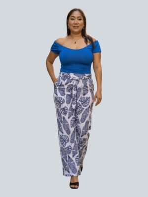 PantalĂ³n estampado lino hojas